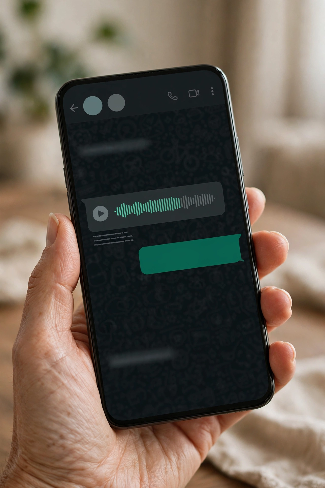 Mensagem de voz do WhatsApp convertida em texto na tela do celular