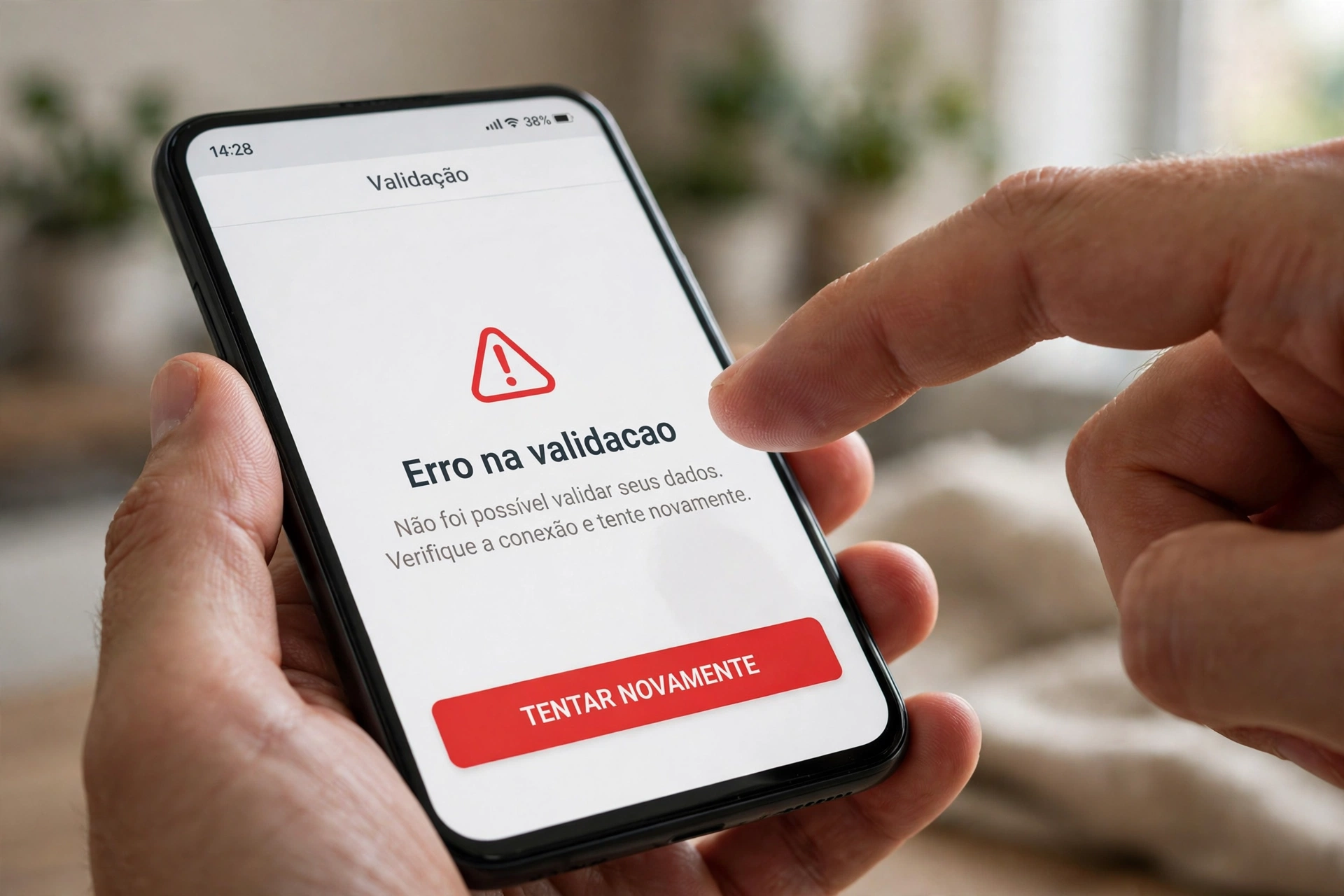 Tela de alerta de erro na validacao do app CDT com opcao de tentar novamente