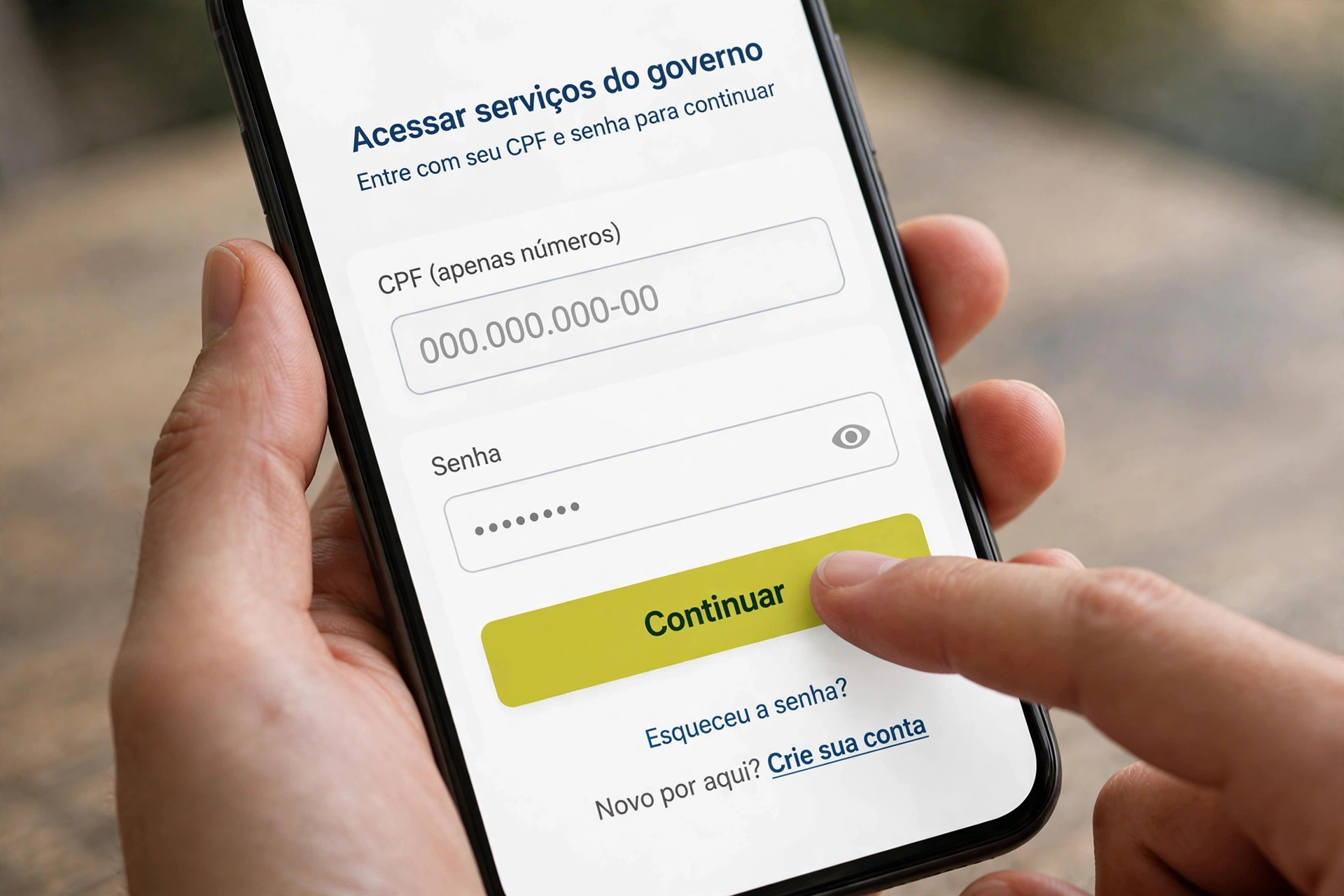 Tela de login gov.br no celular para ativar a CNH digital