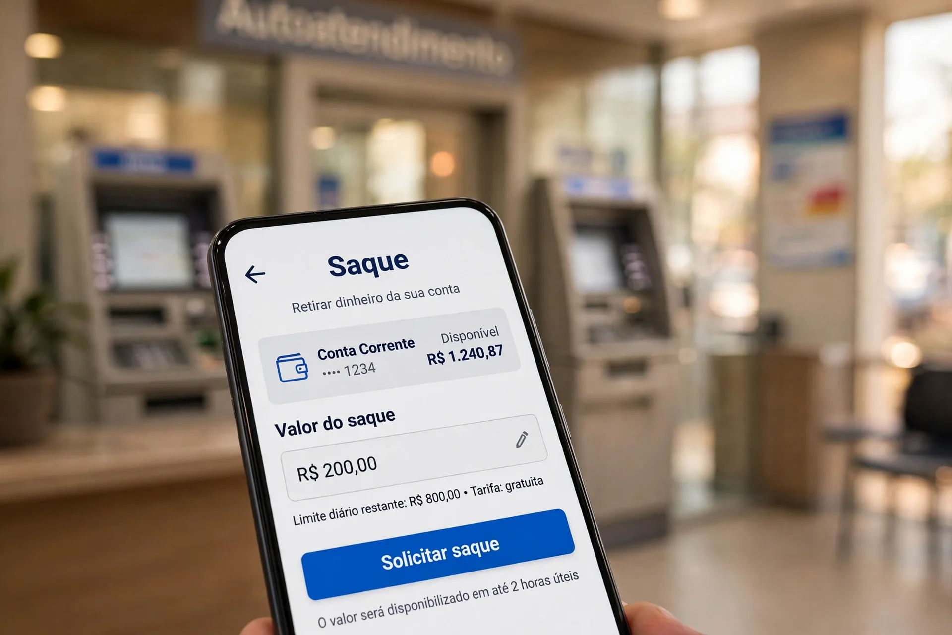 Tela de solicitacao de saque do FGTS no app