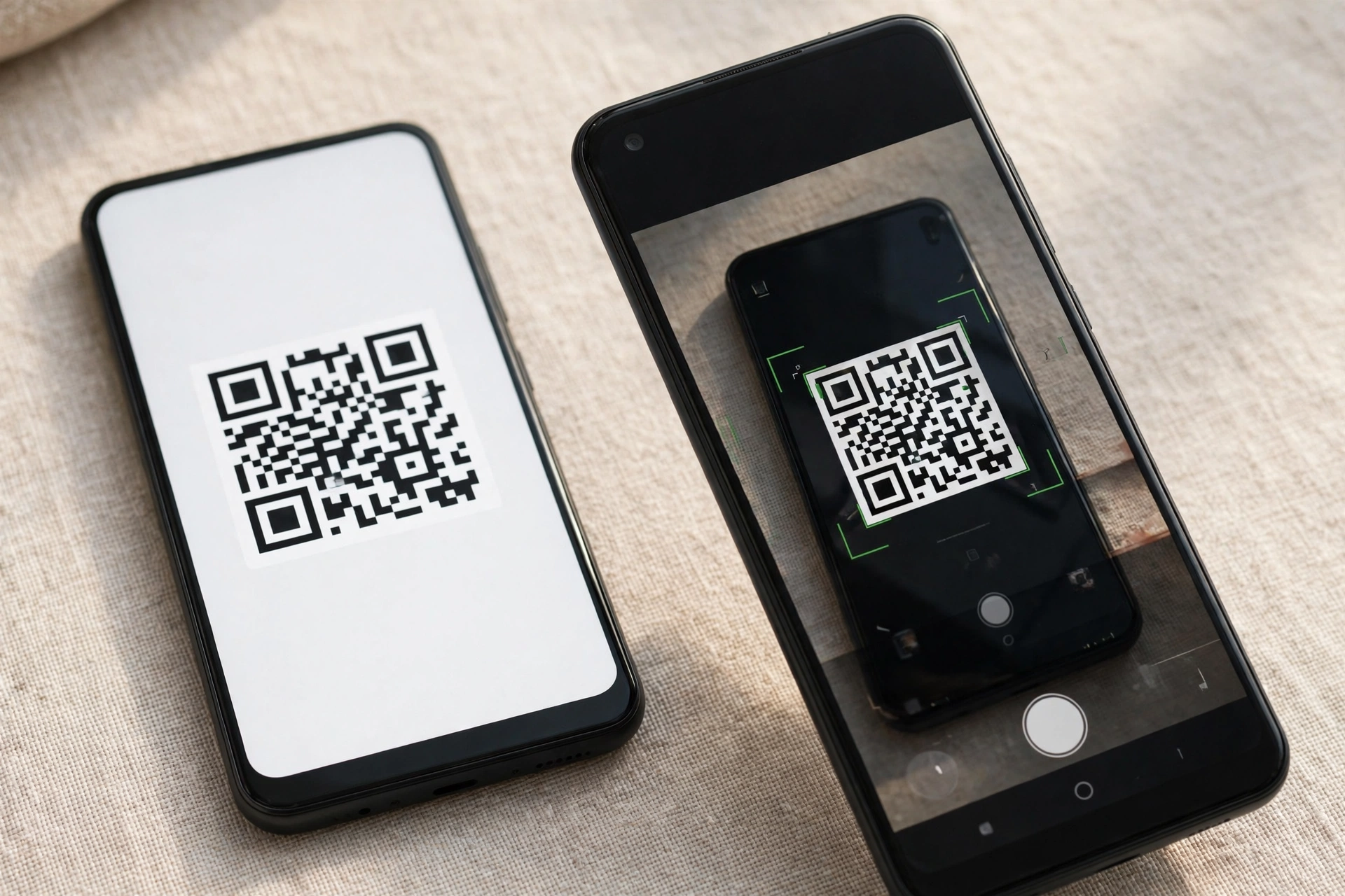 Dois celulares Android compartilhando wifi por codigo QR