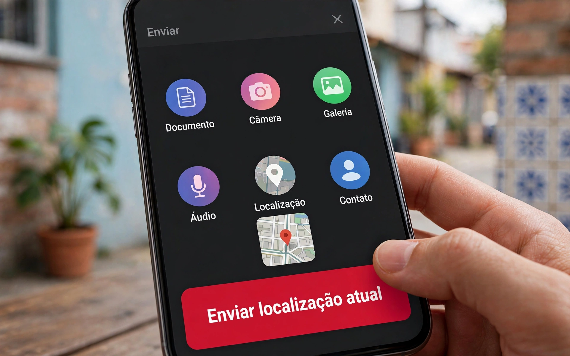 Como compartilhar a localizacao atual no WhatsApp pelo celular