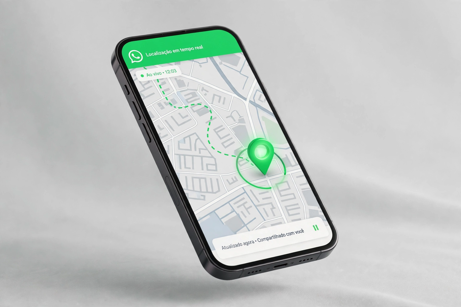 Localizacao em tempo real no WhatsApp com ponto se movendo no mapa