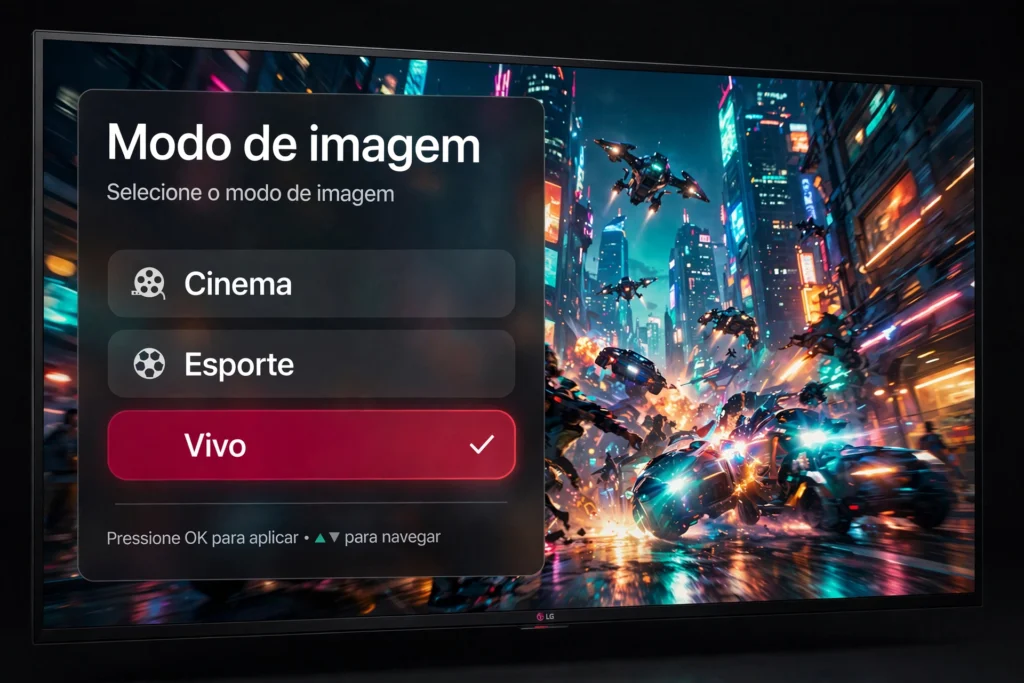 Ajustes de imagem da TV LG para filmes e esportes