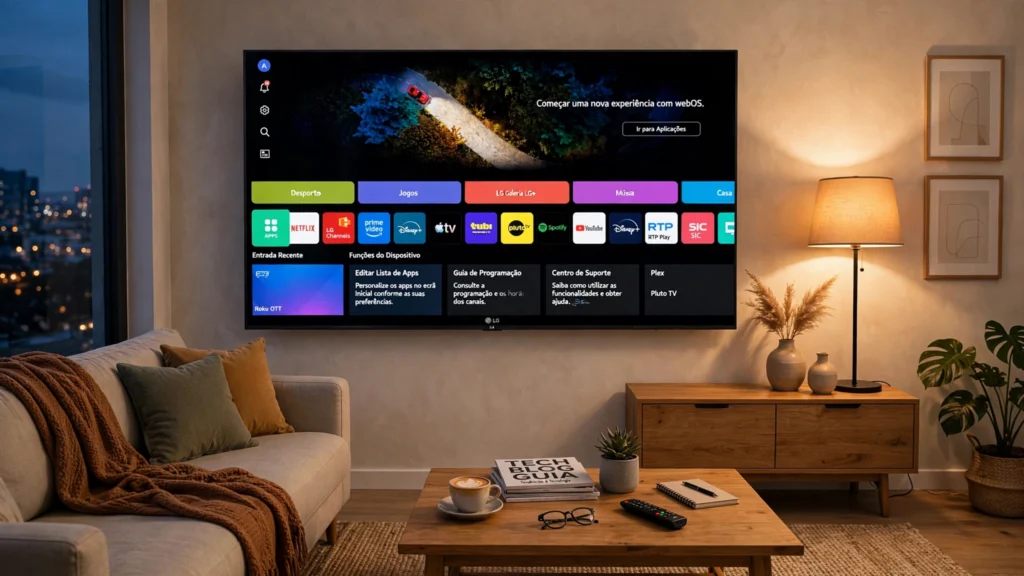 Smart TV LG com webOS na sala de estar
