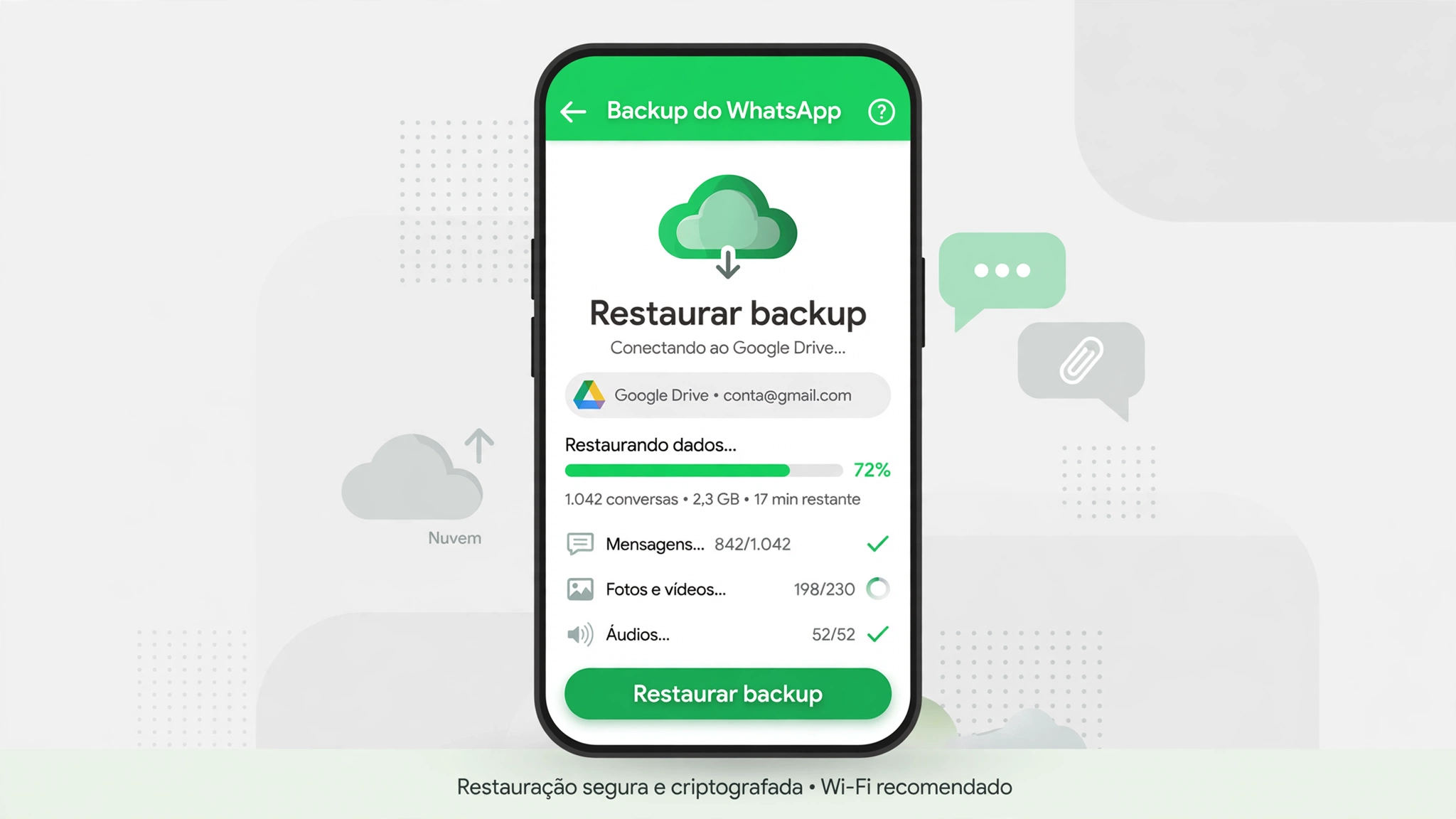 Restauração de backup do WhatsApp pelo Google Drive