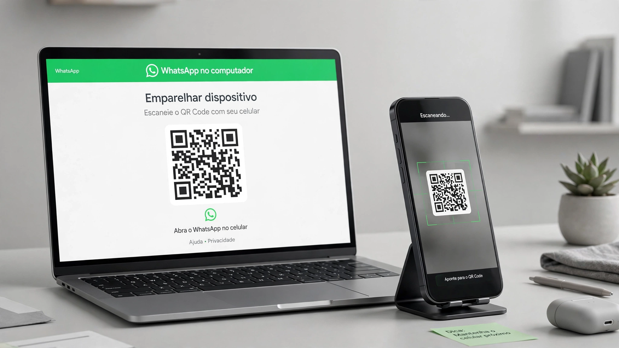 WhatsApp Web no computador com leitura de QR code pelo celular