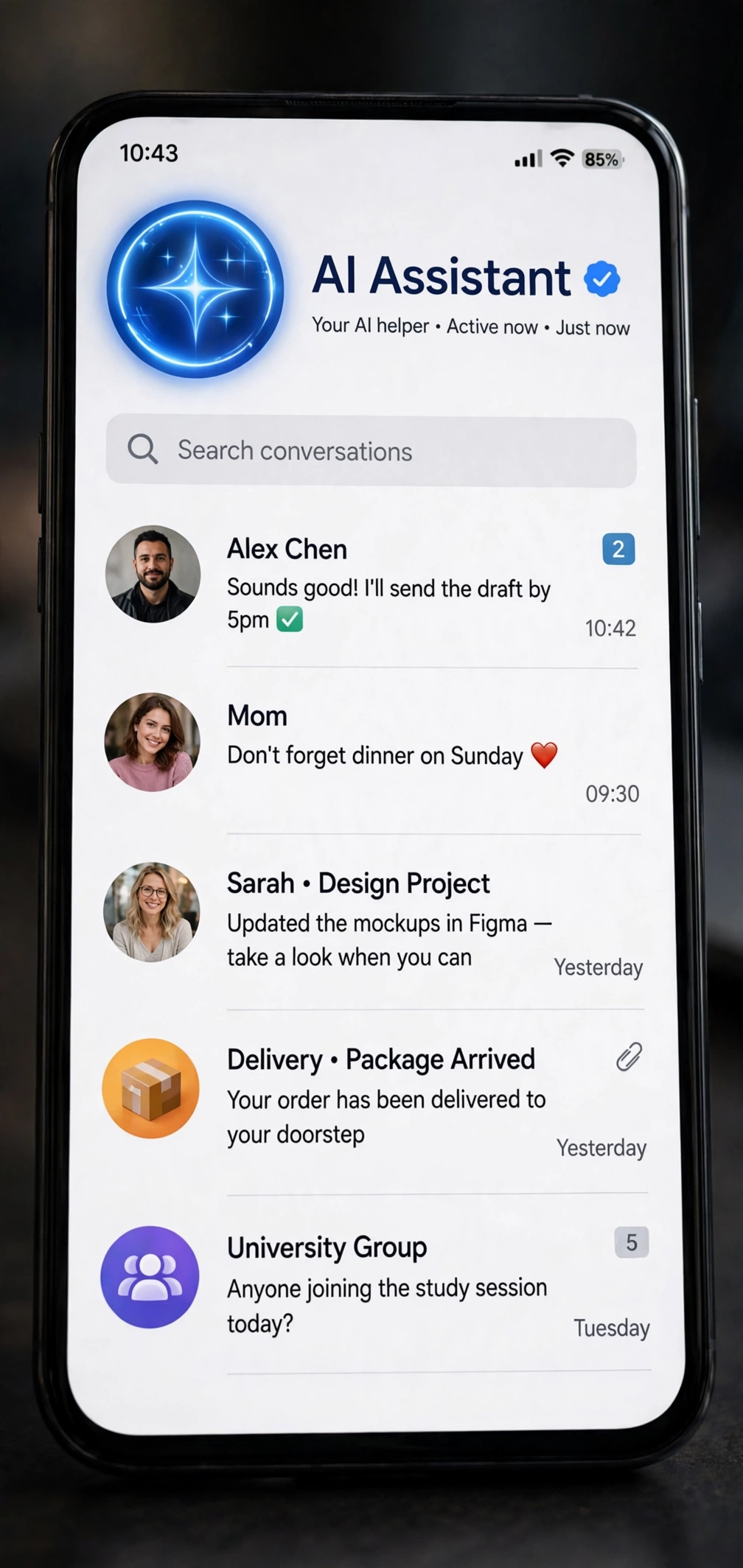 Circulo azul do Meta AI no WhatsApp na tela de conversas