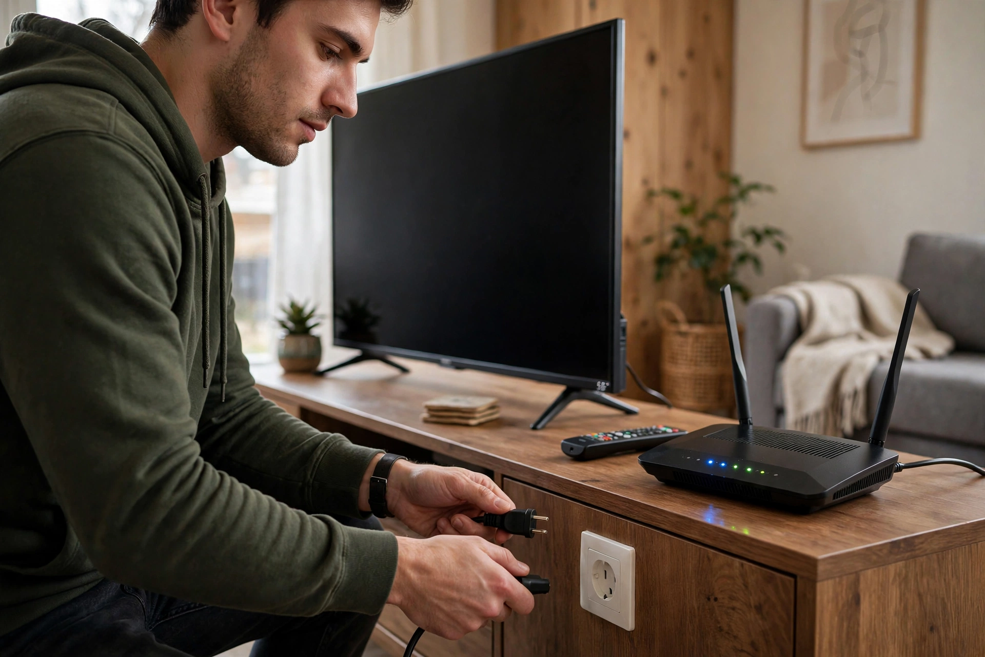 Reiniciando Smart TV e roteador Wi-Fi para resolver travamentos