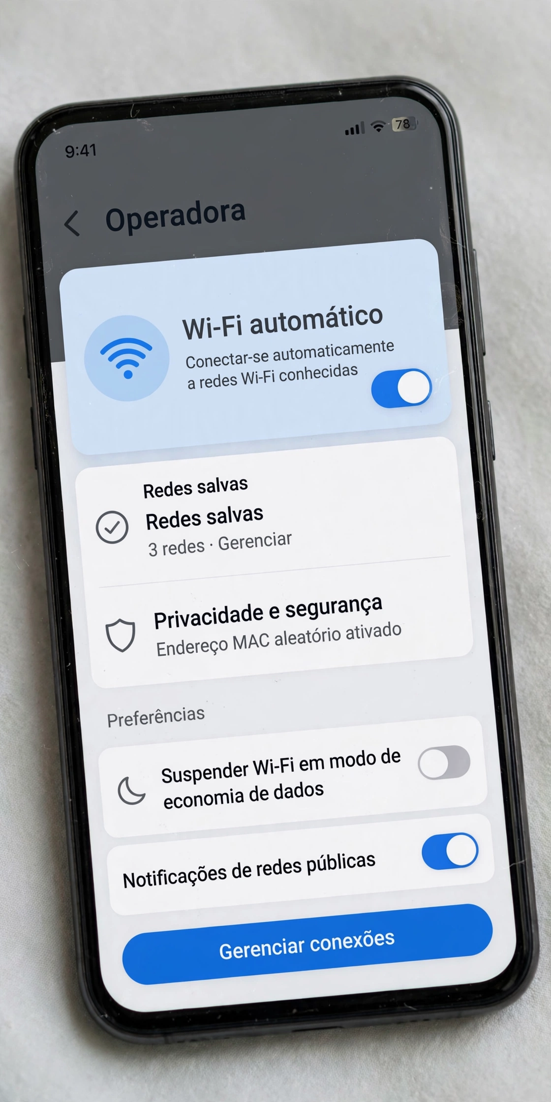 Wi-Fi automático da operadora no celular