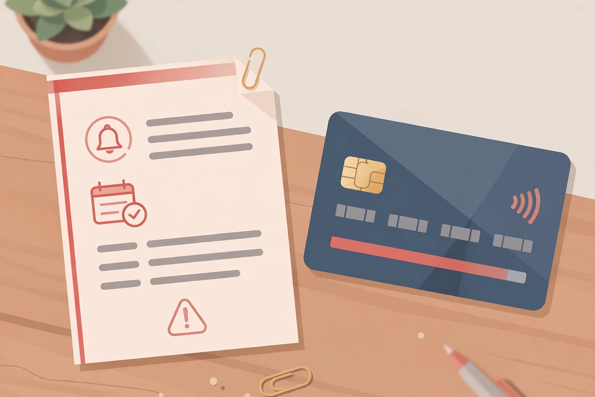 Aviso de pagamento atrasado ao lado de cartao de credito quase no limite