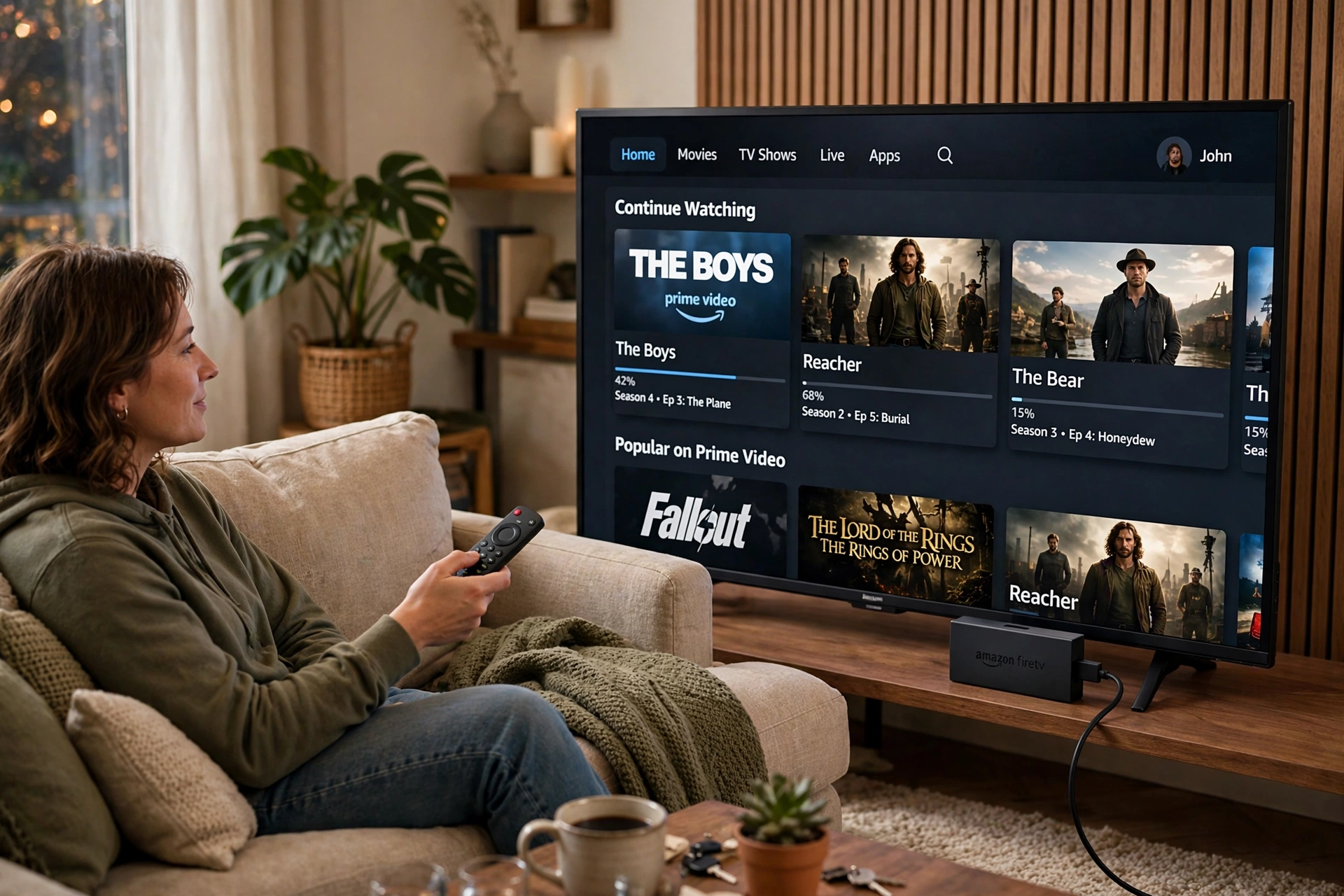 Fire TV Stick conectado na entrada HDMI da TV