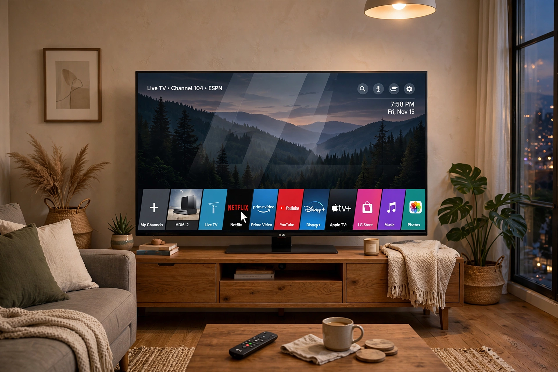 Navegador do webOS em Smart TV LG com Magic Remote