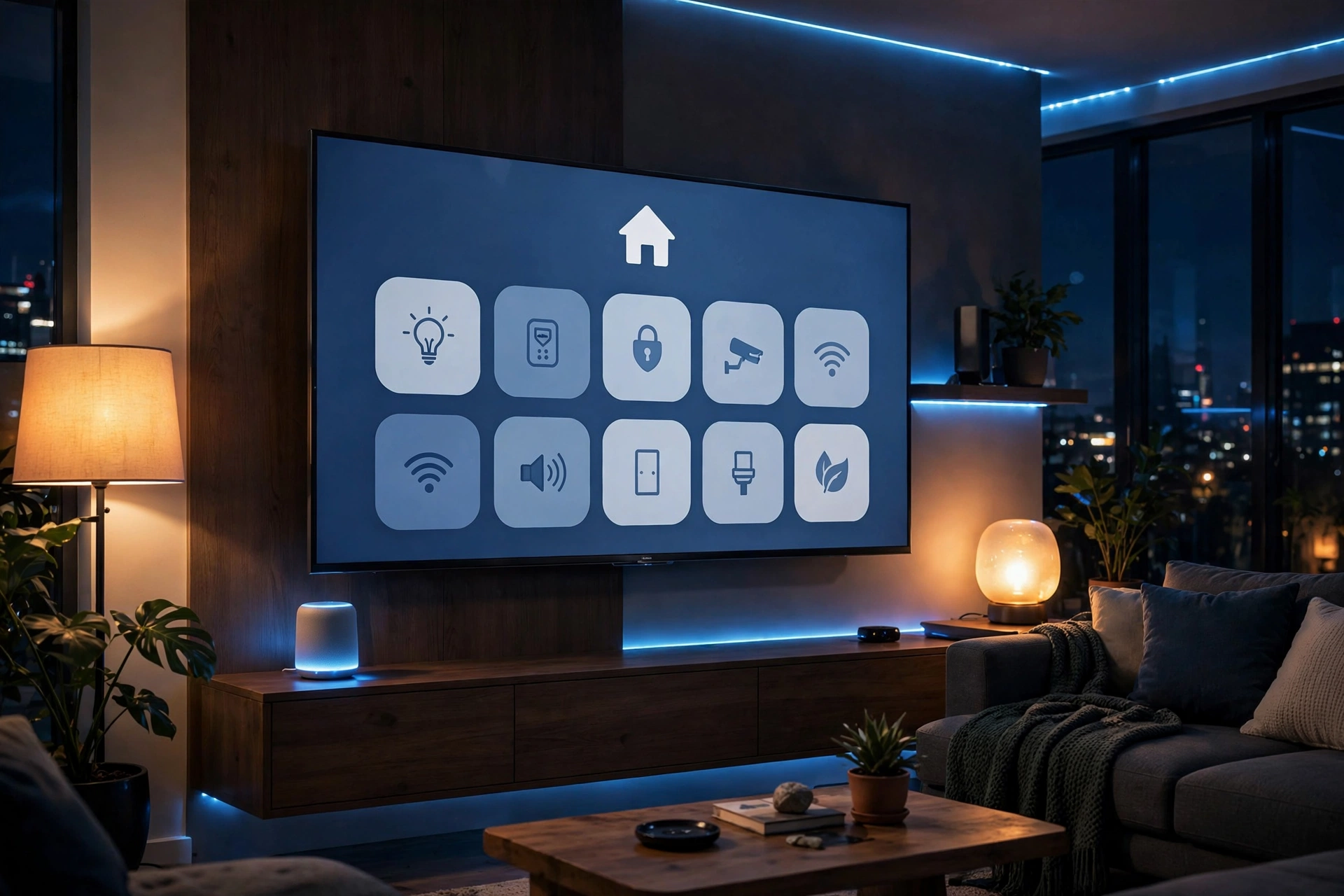 App SmartThings controlando Smart TV Samsung e casa conectada